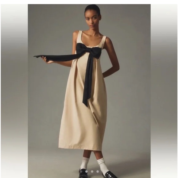 Maeve Dresses & Skirts - Anthropologie Maeve Bow Barrel Column Neutral Motif